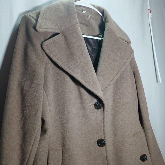 Calvin Klein Womens Wool Blend Button-Front Peacoat Petite Large Classic Warm Ou - Picture 6 of 16